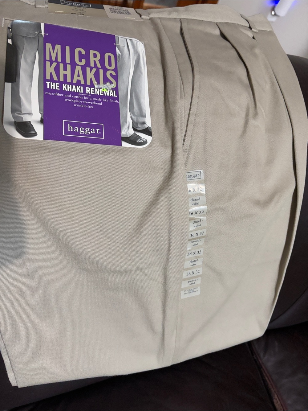 Haggar Micro Khakis Men's Classic Fit Chinos - Light Khaki